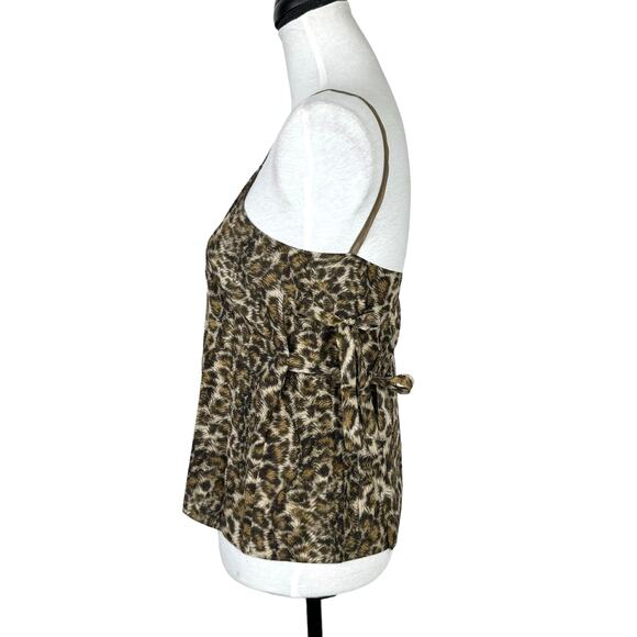Helmut Lang Leopard Animal Print 100% Silk Wrap Tie Slip Tank Top - Picture 5 of 14